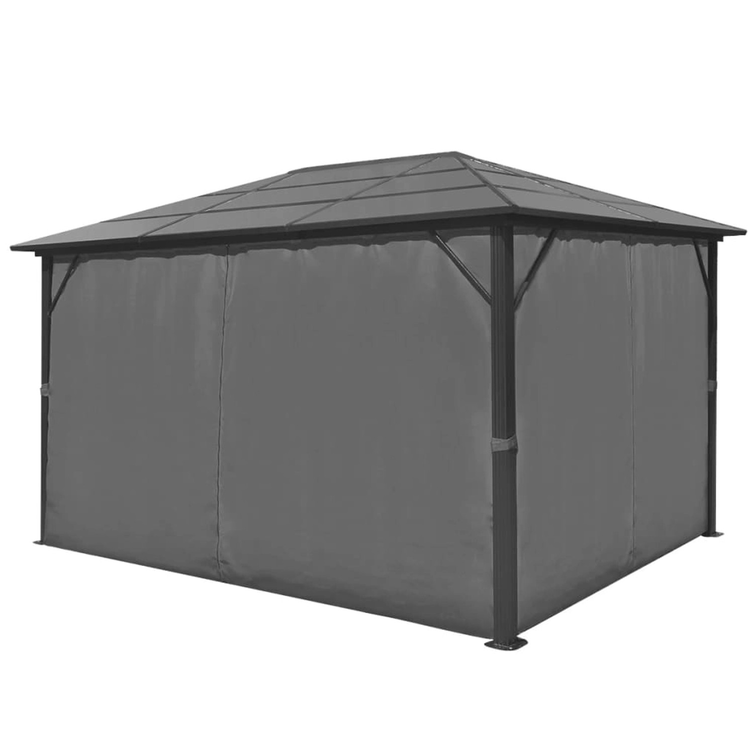 Anthrazitfarbener vidaXL Pavillon 400x300 cm mit Vorhängen für Garten & Terrasse.