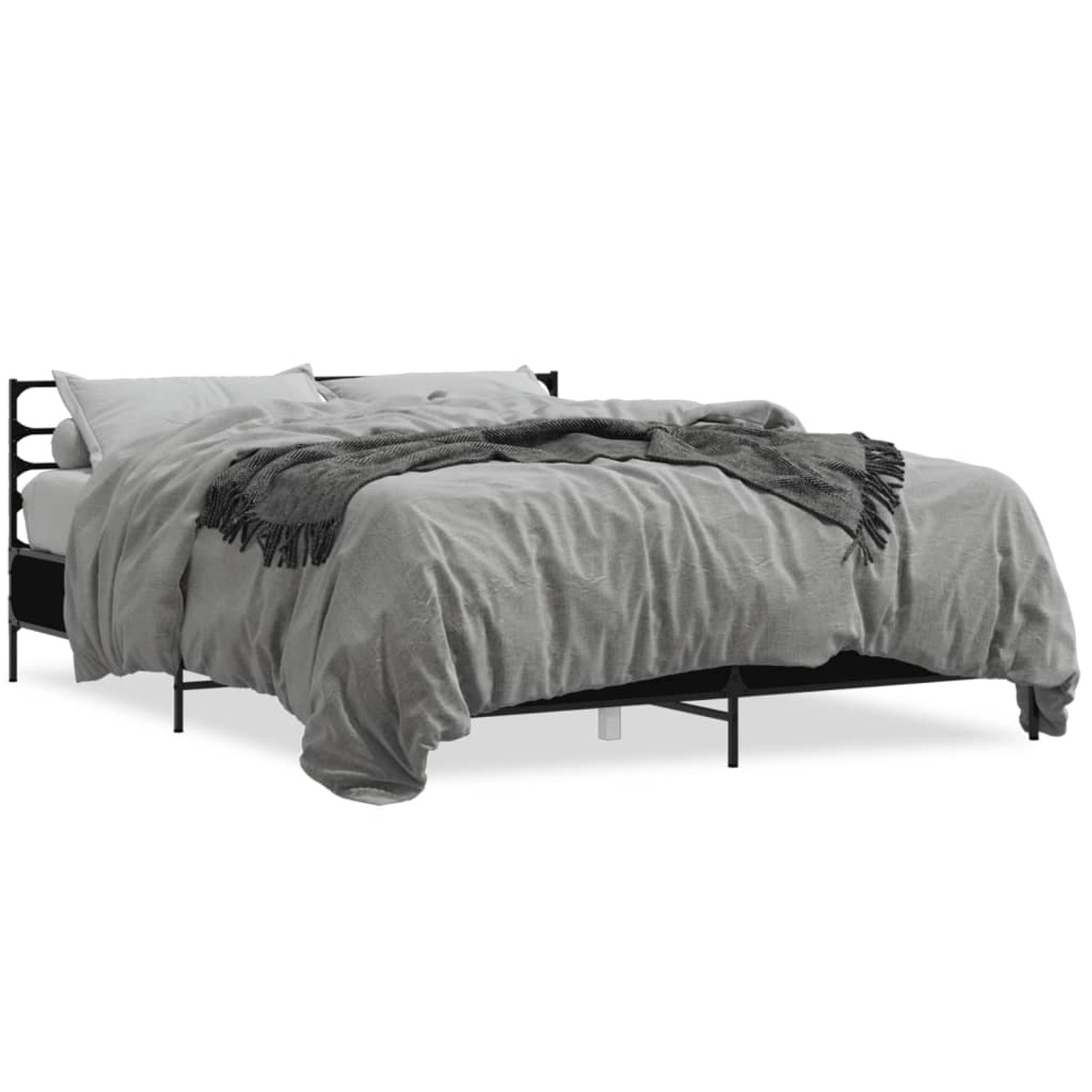 vidaXL Bettgestell Schwarz 150x200 cm Holzwerkstoff und Metall 3280047 günstig online kaufen