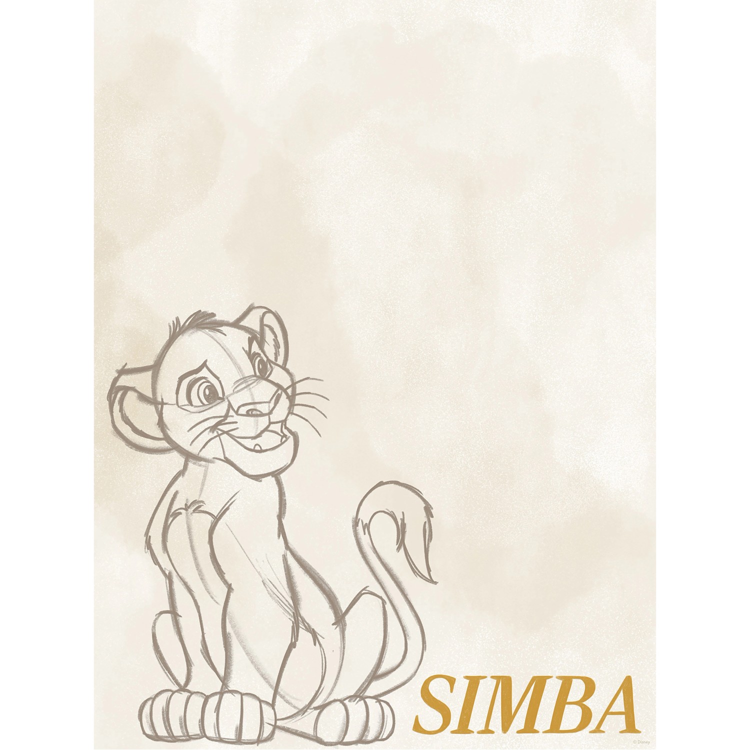 Komar Wandbild Disney The Lion King Simba Sketch 30 cm x 40 cm Beige günstig online kaufen