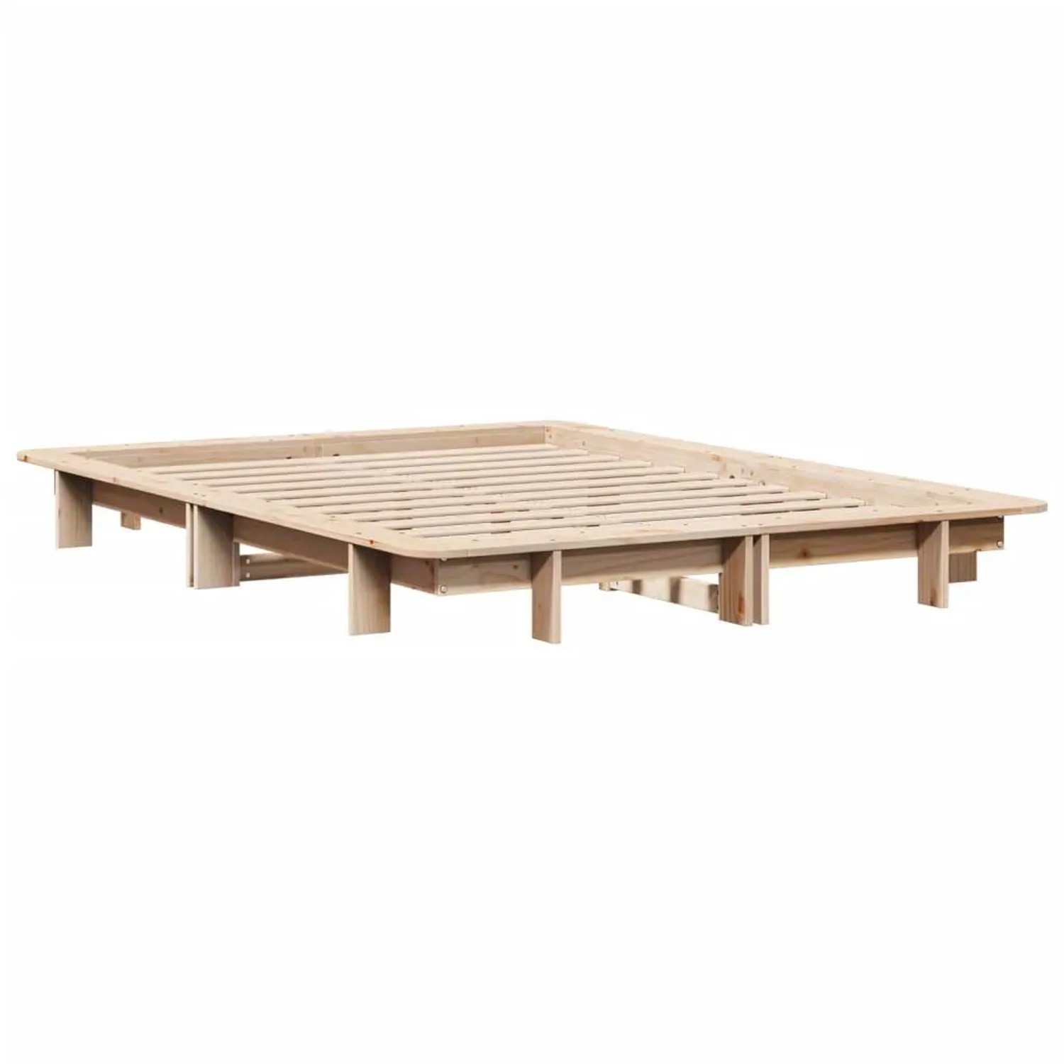 Massivholzbett 120x190 cm aus unbehandeltem Kiefernholz mit Lattenrost. Schlichtes Bettgestell.