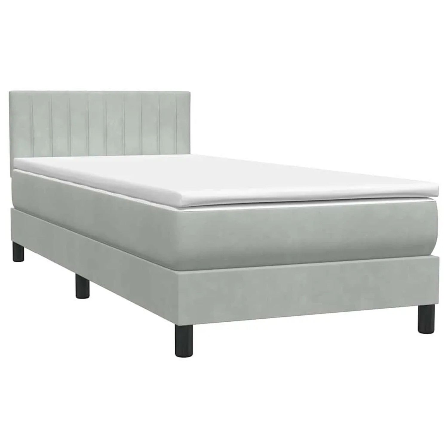 vidaXL Boxspringbett mit Matratze Hellgrau 90x210 cm Samt 3316383 günstig online kaufen