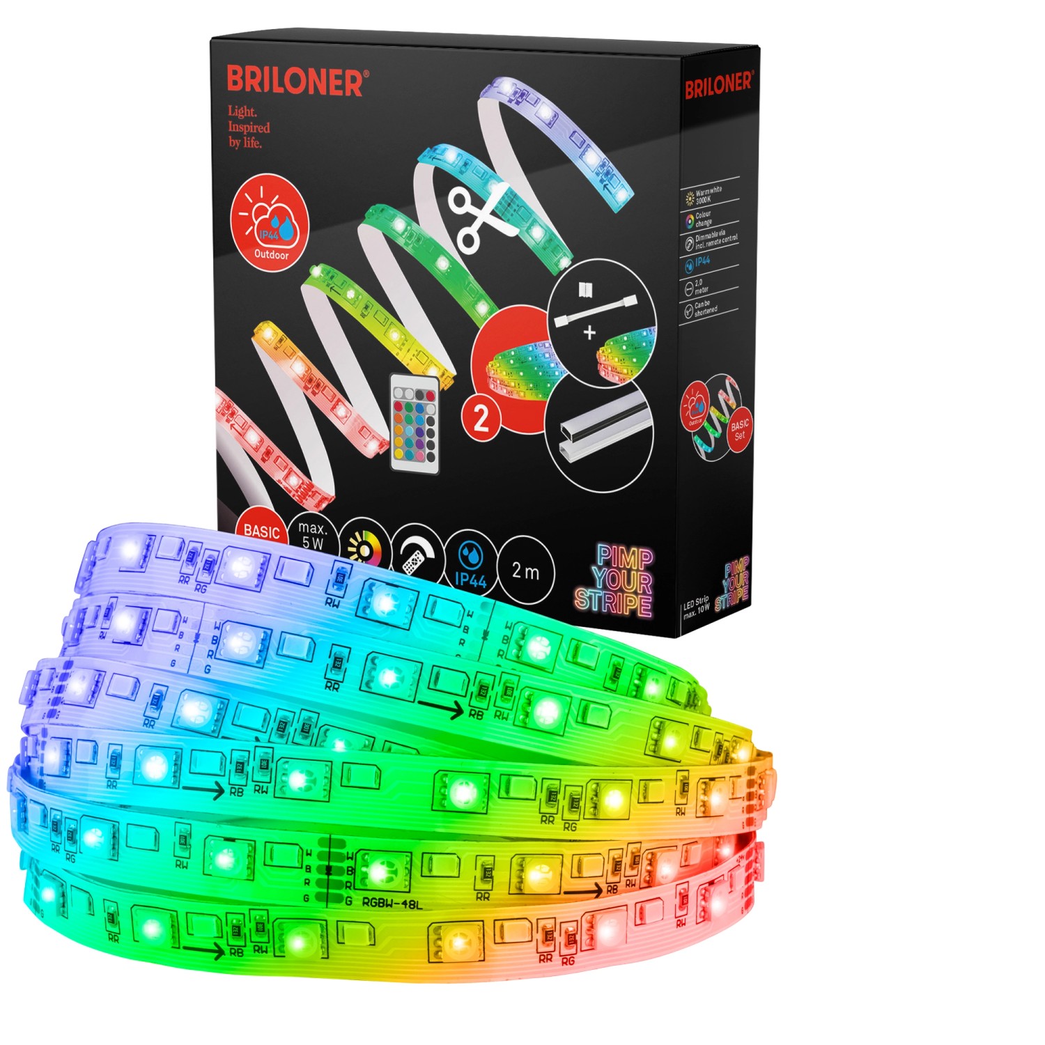Briloner Pimp your Stripe LED-Band Starter-Set RGB/W-Funktion IP44 2 m