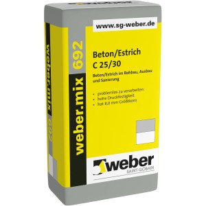 Sack weber.mix 692 Beton/Estrich C25/30, 40 kg, geeignet für Betonarbeiten am Bau.