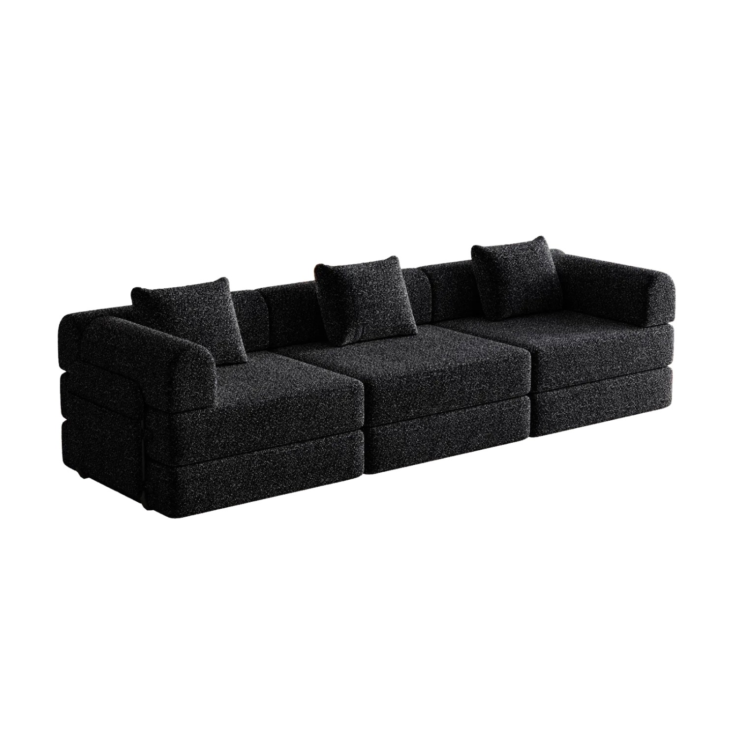 PXloue Sofa 3 Sitzer Schlafsofa 2 in 1 mit Bettfunktion Metallrahmen Armlehnen Stauraum Chenille Beige