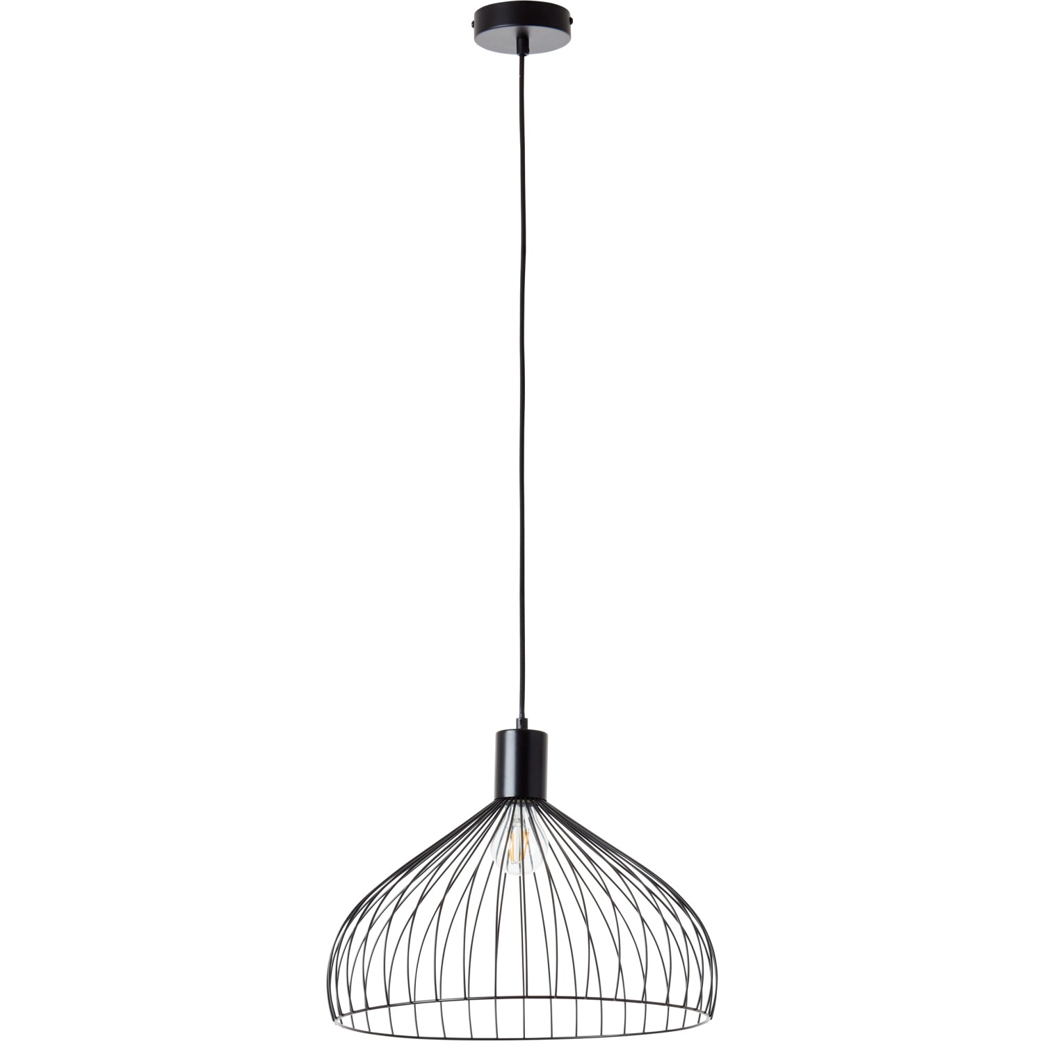 Schwarze Brilliant Pendelleuchte Blacky, Ø 40cm, aus filigranem Metalldraht.