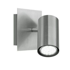 Nickel-farbiger Trio Spot Marley, 1-flammig, 12x12 cm. Wandspot aus Metall.