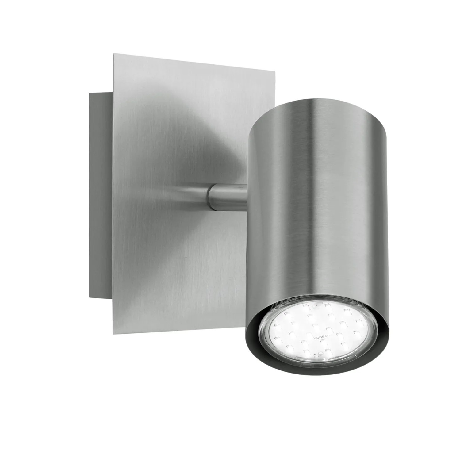 Nickel-farbiger Trio Spot Marley, 1-flammig, 12x12 cm. Wandspot aus Metall.