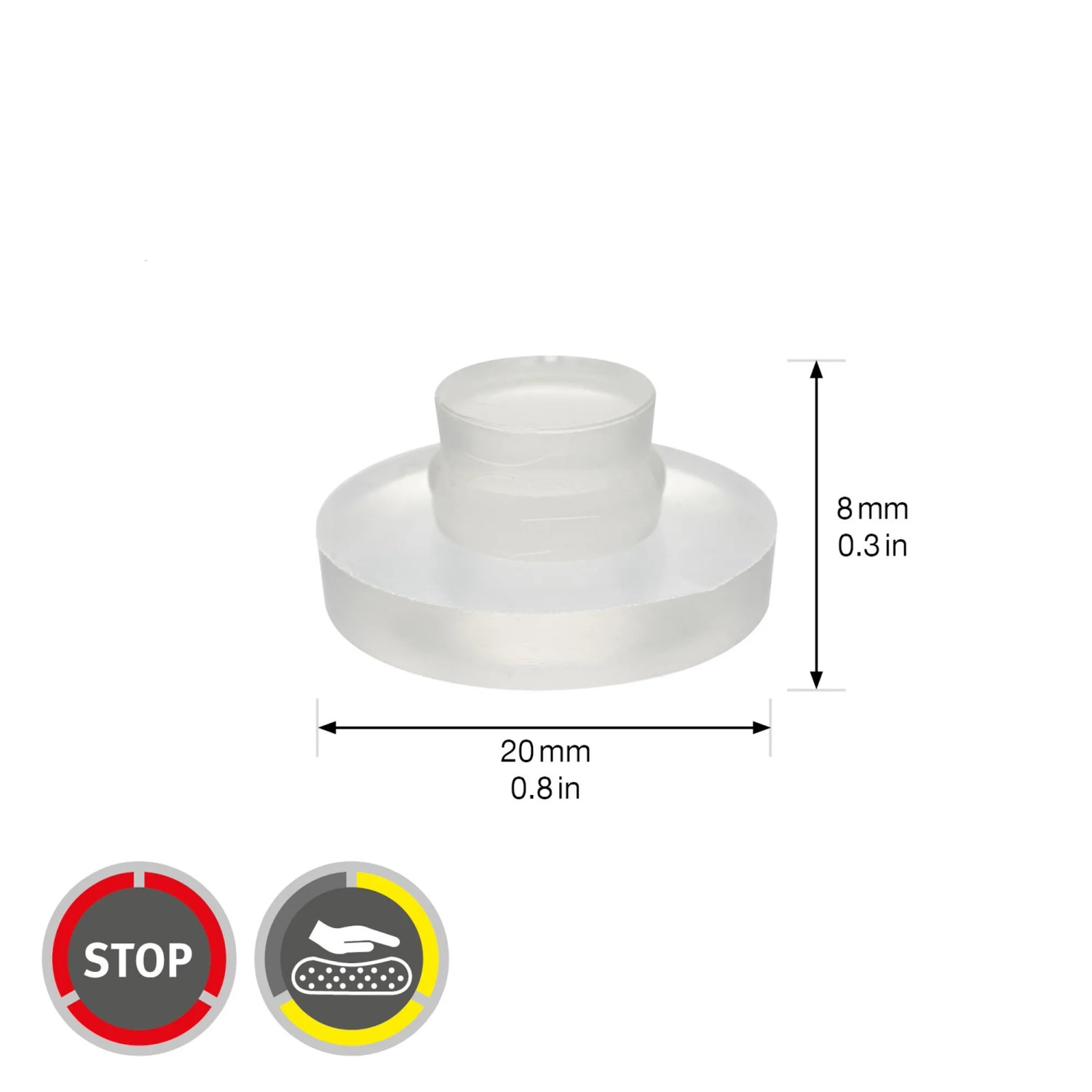 Wagner Elastikpuffer-Set, 4 transparente Möbelgleiter Ø 20 mm, zum Schutz von Oberflächen.
