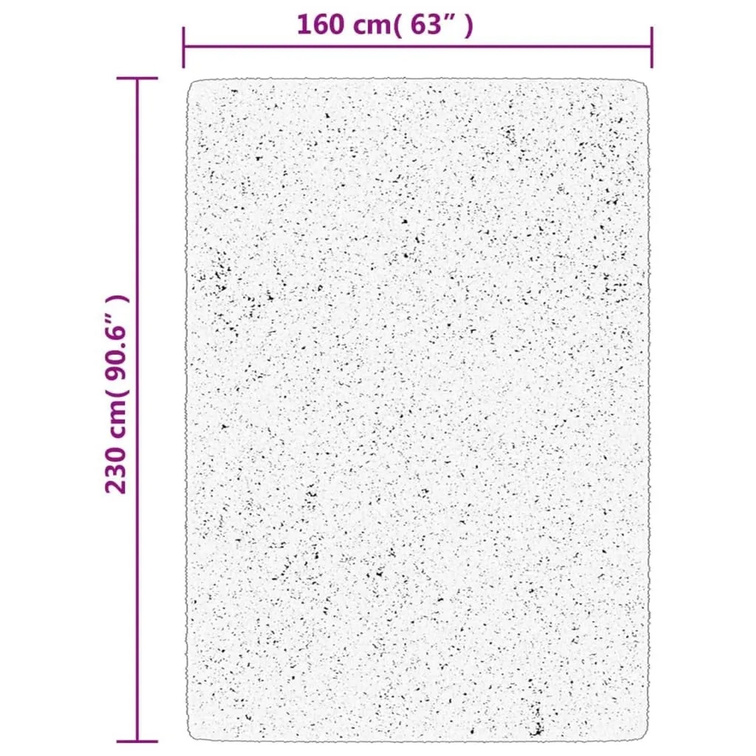Cremefarbener vidaXL OVIEDO Kurzflorteppich, 160x230 cm. Rechteckig, weiche Polyester-Textur.