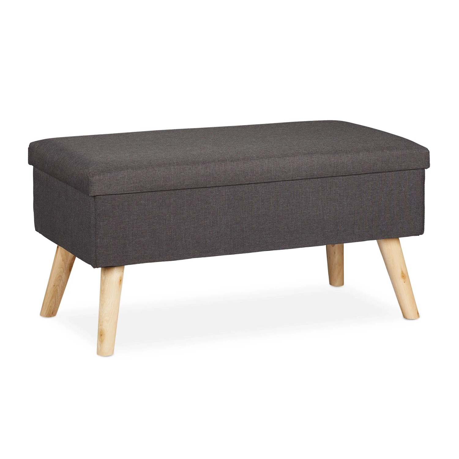 Relaxdays Sitzbank Holz Dunkelgrau mit Stauraum 39 cm x 77 cm x 39 cm 7,5 kg