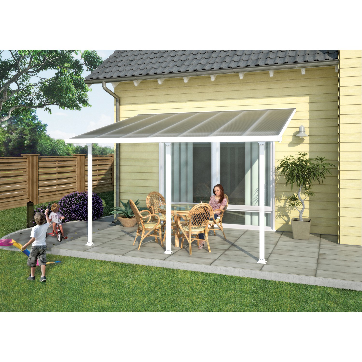 Palram - Canopia Terrassenüberdachung Feria Weiß 3x4.25