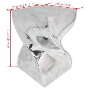 Silberner vidaXL Hocker/Beistelltisch mit verdrehter Form aus Aluminium, 46 cm hoch.