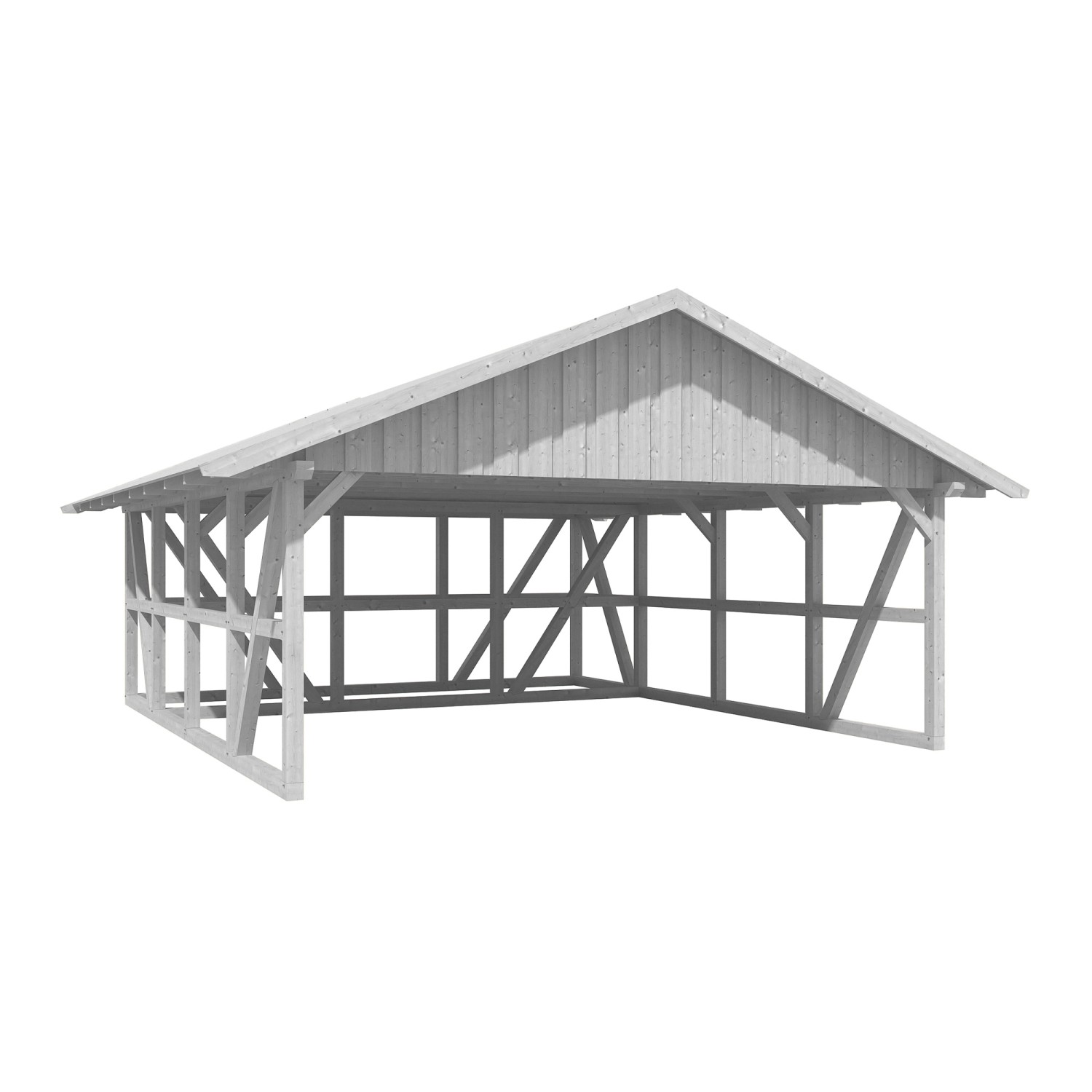 Skan Holz Carport Schwarzwald m. Dachschalung u. Abstellr. C 684 x 772 cm W günstig online kaufen