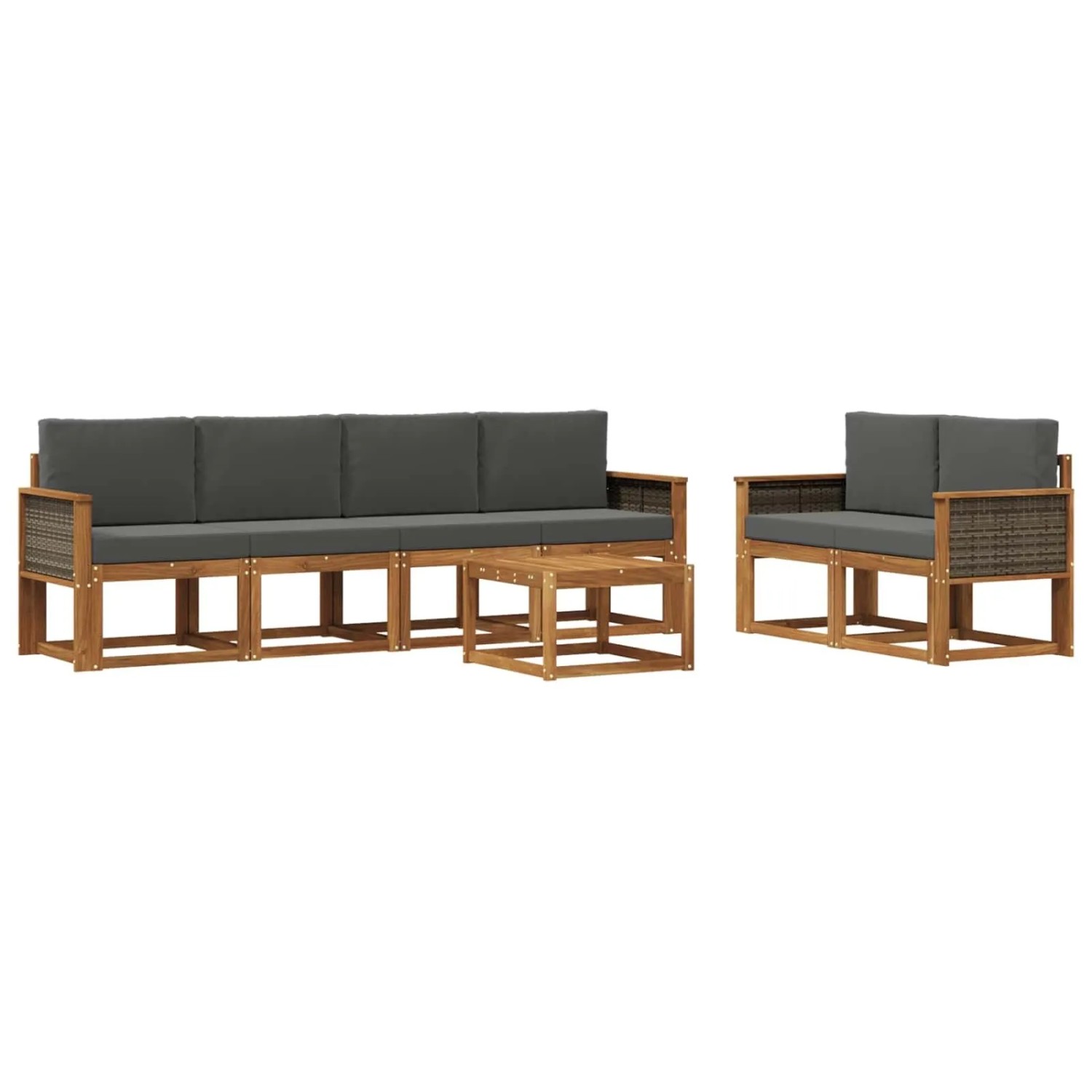 vidaXL Outdoor-Sofagarnitur mit Kissen 6 Stk Natur und Anthrazit 3385008