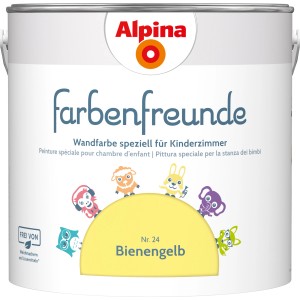 Alpina Farbenfreunde Bienengelb, seidenmatte Wandfarbe für Kinderzimmer, 2,5 Liter.