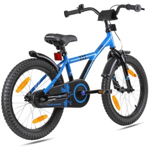 PROMETHEUS BIKES Kinderfahrrad 18 Zoll ab 5 und 6 Jahre mit Stützrädern und Rücktrittbremse Blau
