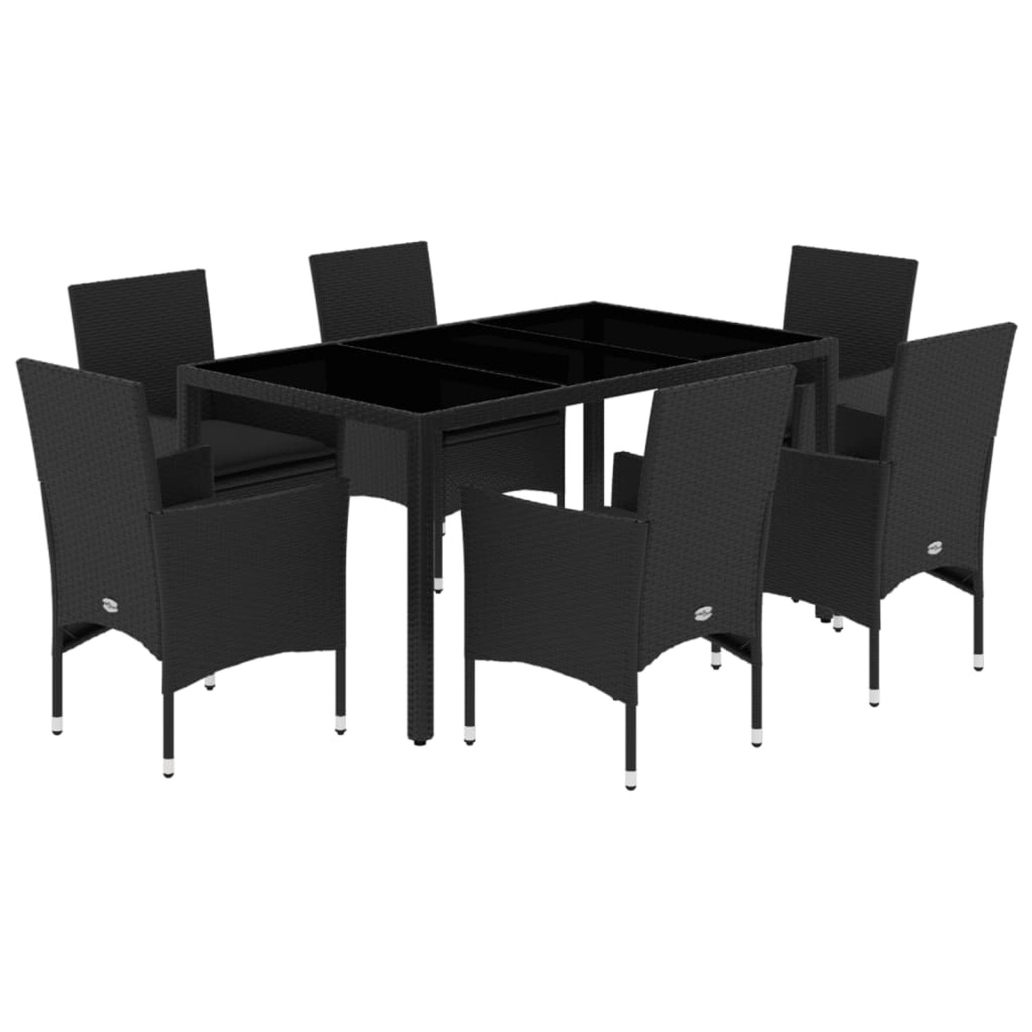 vidaXL 7-Tlg Garten-Essgruppe mit Kissen Schwarz Poly Rattan Glas 3278546 günstig online kaufen