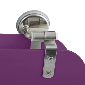 Detailaufnahme: MSV WC-Sitz Cleo, MDF, violett, mit Edelstahl-Scharnieren.