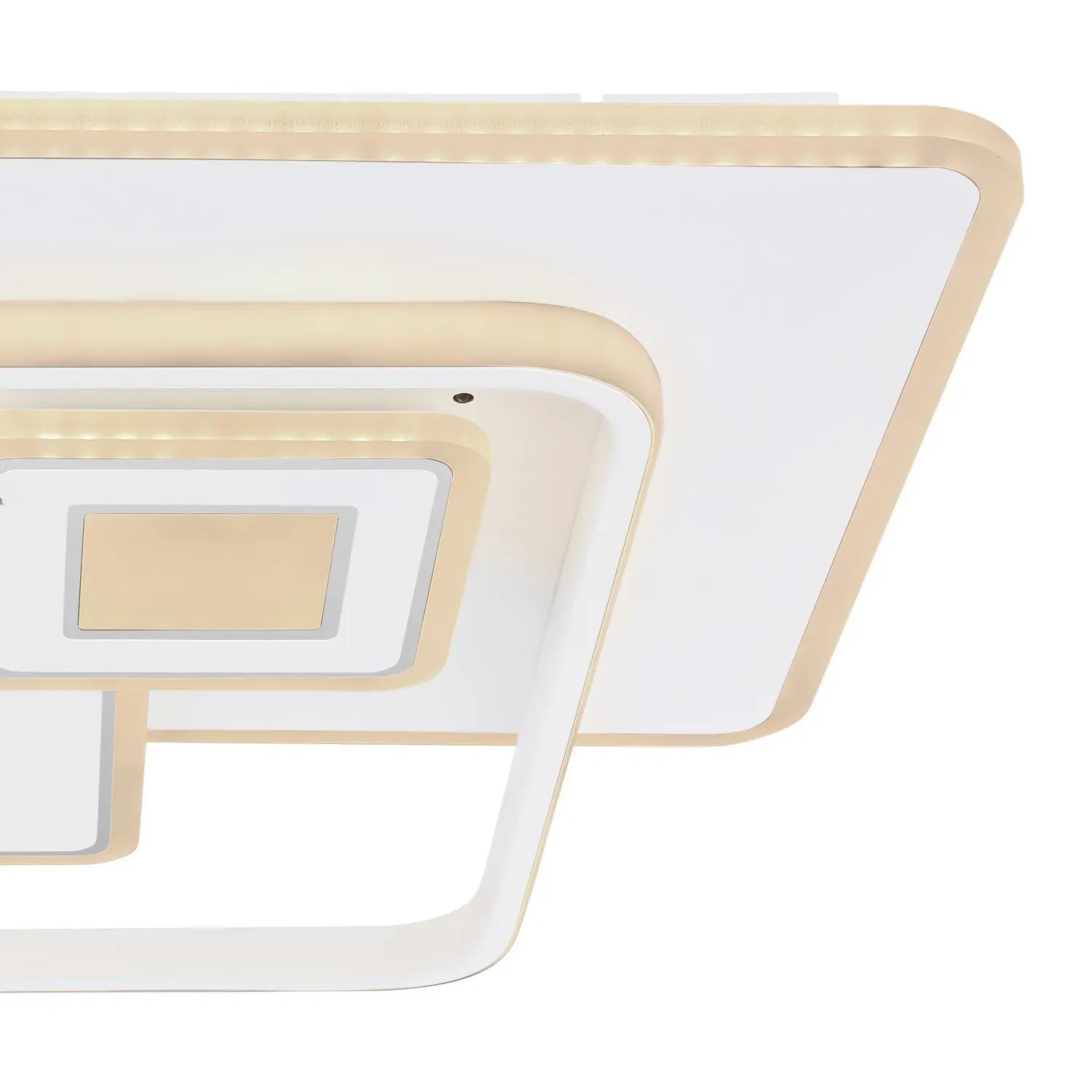 Moderne, dimmbare LED-Deckenleuchte Roderick in Weiß/Chrom, 50x50 cm.