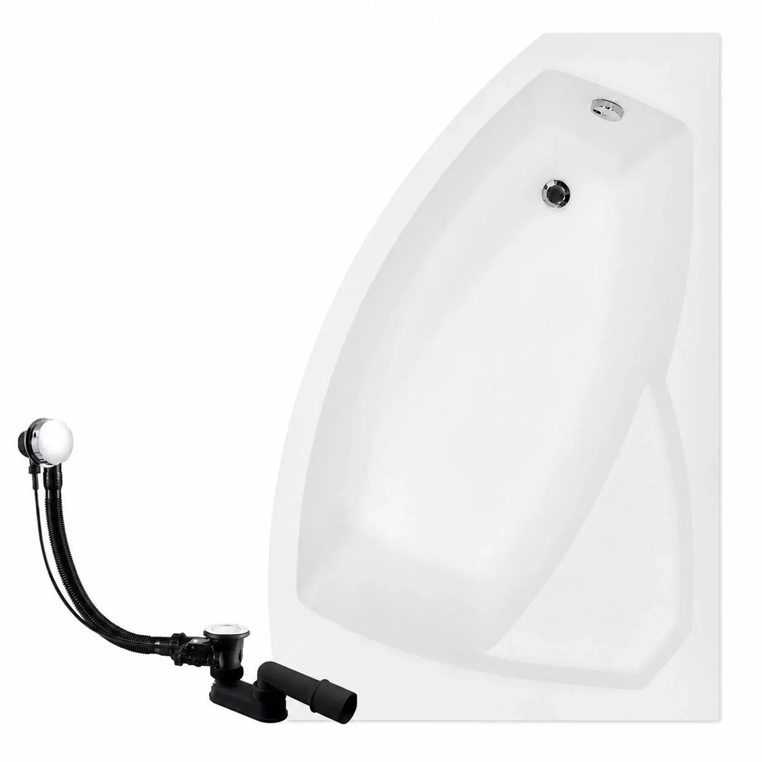 KOLMAN Badewanne Eckwanne 130 x 85 Cm Rechts Mit Styroporverkleidung Inkl. Ablauf Und Füße