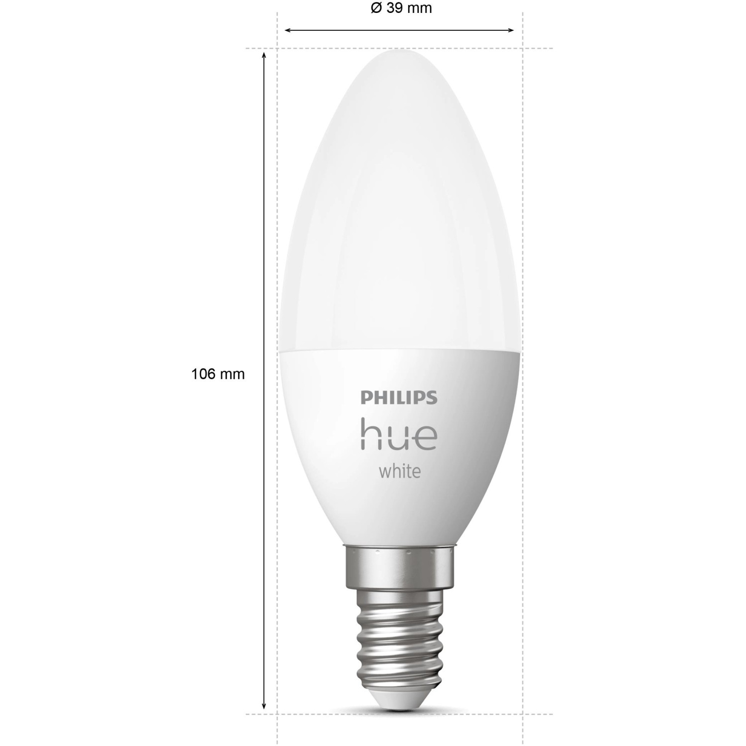 Philips Hue White E14 Leuchtmittel, 470 lm, Doppelpack. Warmweißes Licht für Lampen mit E14 Fassung.