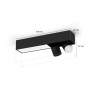 Schwarze Philips Hue Centris LED-Deckenleuchte mit 2 Spots und Maßen.