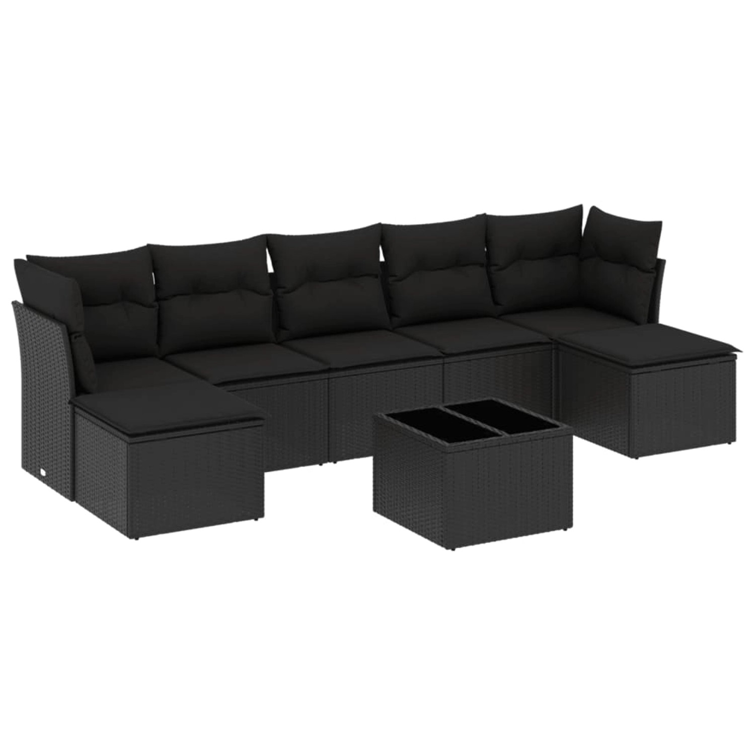 vidaXL 8-tlg Garten-Sofagarnitur mit Kissen Schwarz Poly Rattan Modell 17 günstig online kaufen