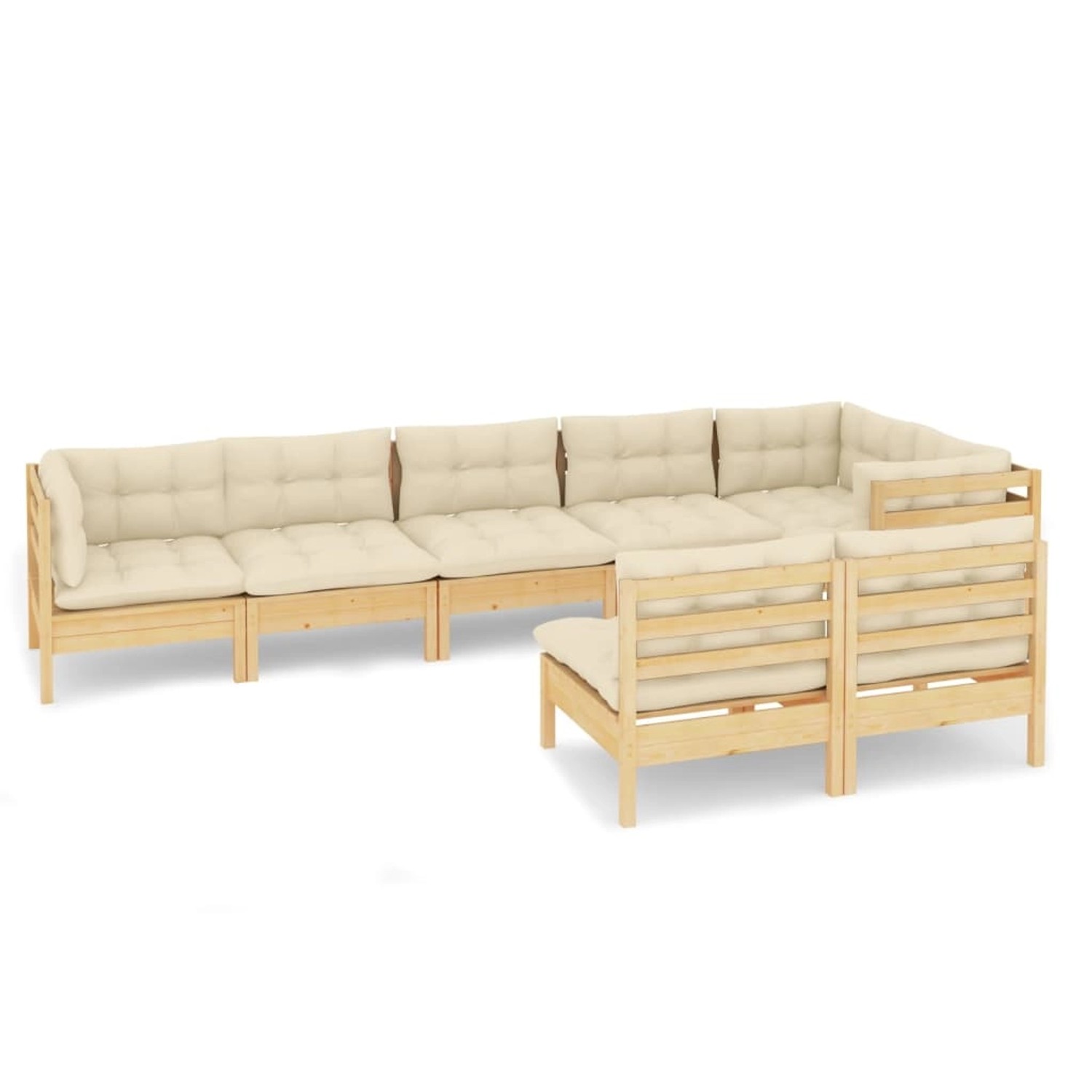 vidaXL 8-tlg Garten-Lounge-Set mit Creme Kissen Massivholz Kiefer Modell 7