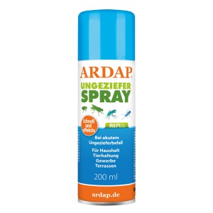 Ardap Repell Ungezieferspray 200ml zur Abwehr von Ungeziefer wie Fliegen, Ameisen und Milben.