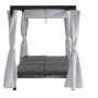 Siena Garden Loungebett Waikiki, anthrazitfarben mit hellgrauen Vorhängen und Dach.