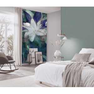 Erismann Fototapete Wild Bloom blau im Schlafzimmer, florales Wandbild mit Blüten.