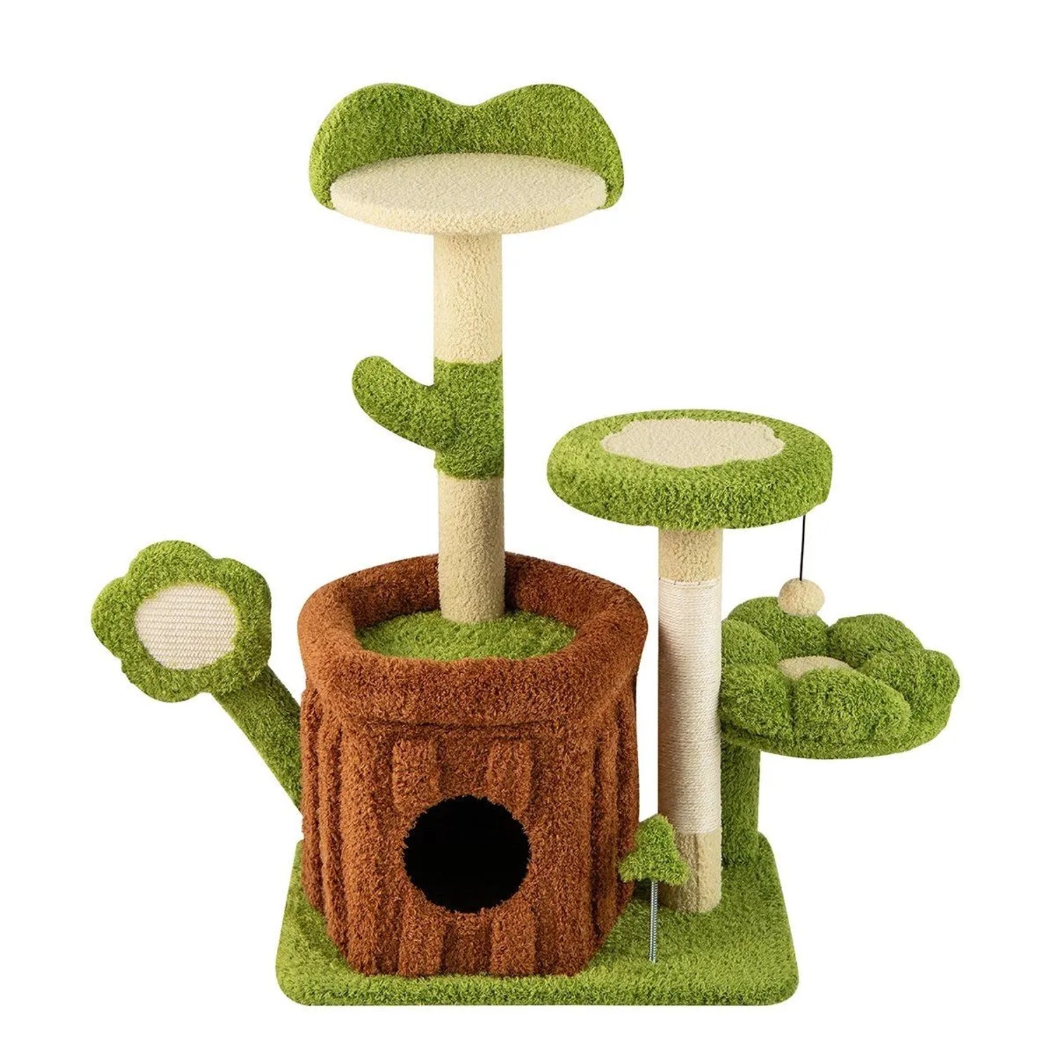 Costway Katzenkratzbaum Kletterbaum Grün & Braun 55 x 40 x 92 cm