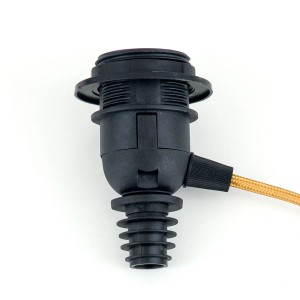 Schwarze Orion Lightstyle Lampenfassung E27 DIY für Flaschenlampe mit Textilkabel.