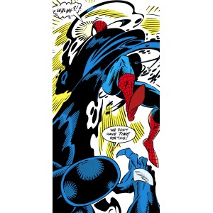 Sanders & Sanders Fototapete: Spider-Man in Aktion, blau, rot, grün, 100x200 cm.