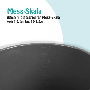 Detailaufnahme: Anthrazitfarbener ProHome Eimer mit Mess-Skala bis 10 Liter.