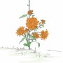 Bellissa Pflanzstab Premium 130 cm verzinkt mit orangefarbenen Dahlien im Garten.