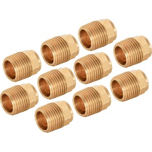 10er Set Löt-Übergangsnippel aus Rotguss, 15 mm x 21 mm (R 1/2) für Kupferrohrsysteme.