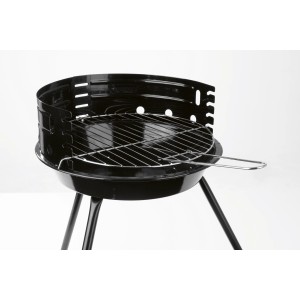 Landmann Rundgrill, Ø 30 cm, schwarz. Holzkohlegrill mit Windschutz und höhenverstellbarem Grillrost.