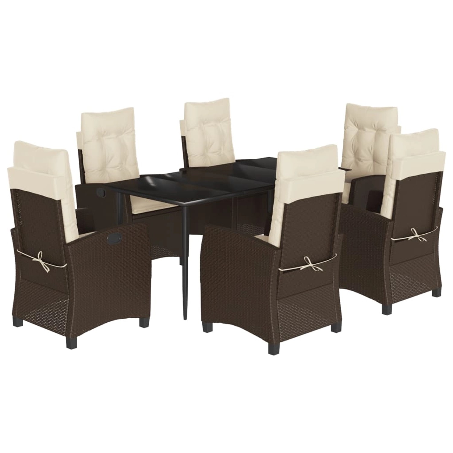 vidaXL 7-Tlg Garten-Essgruppe mit Kissen Braun Poly Rattan 3212767 günstig online kaufen