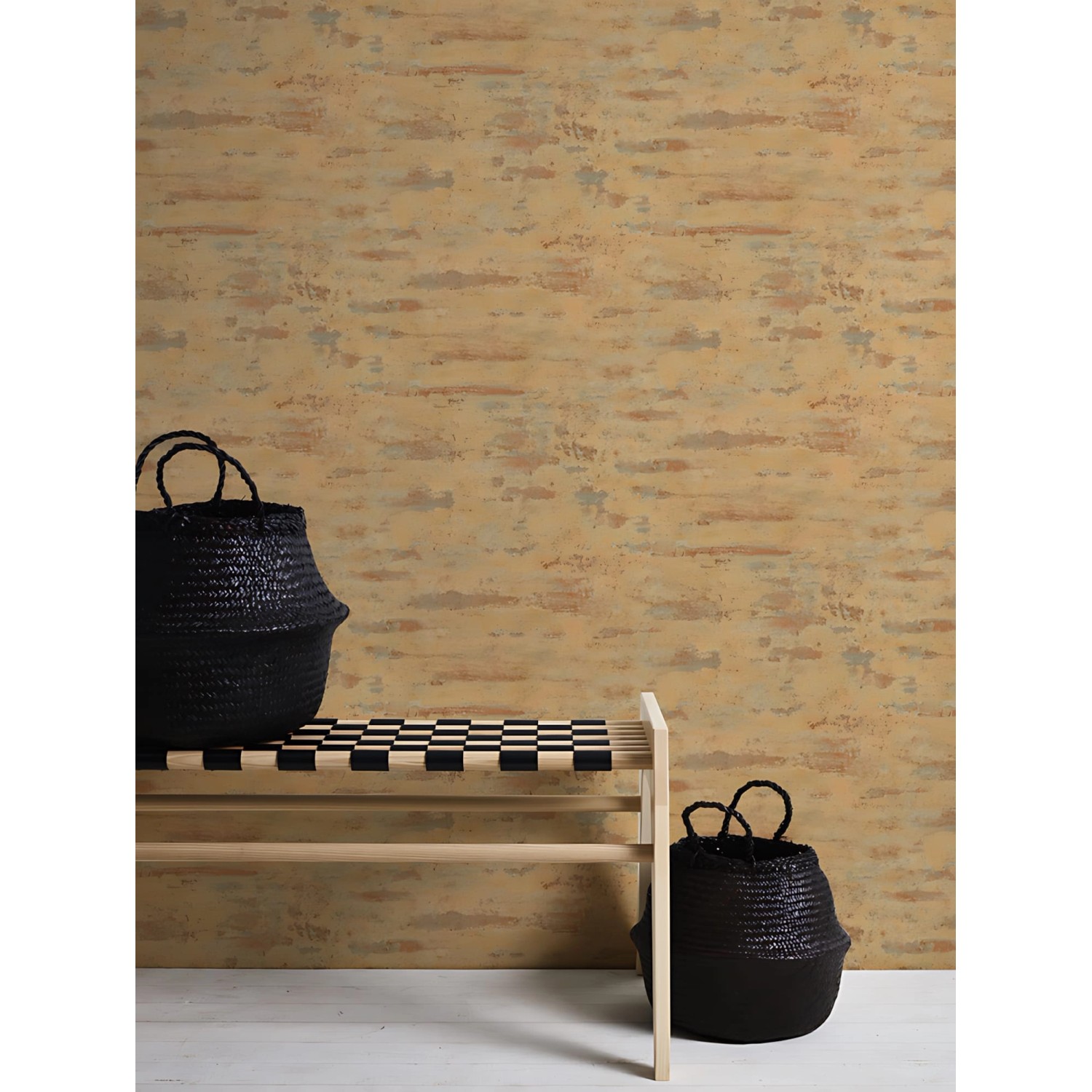 PROFHOME Vliestapete Uni in Orange, Grau, Blau (0,53x10,05m). Dekorative Tapete für Wohnräume.