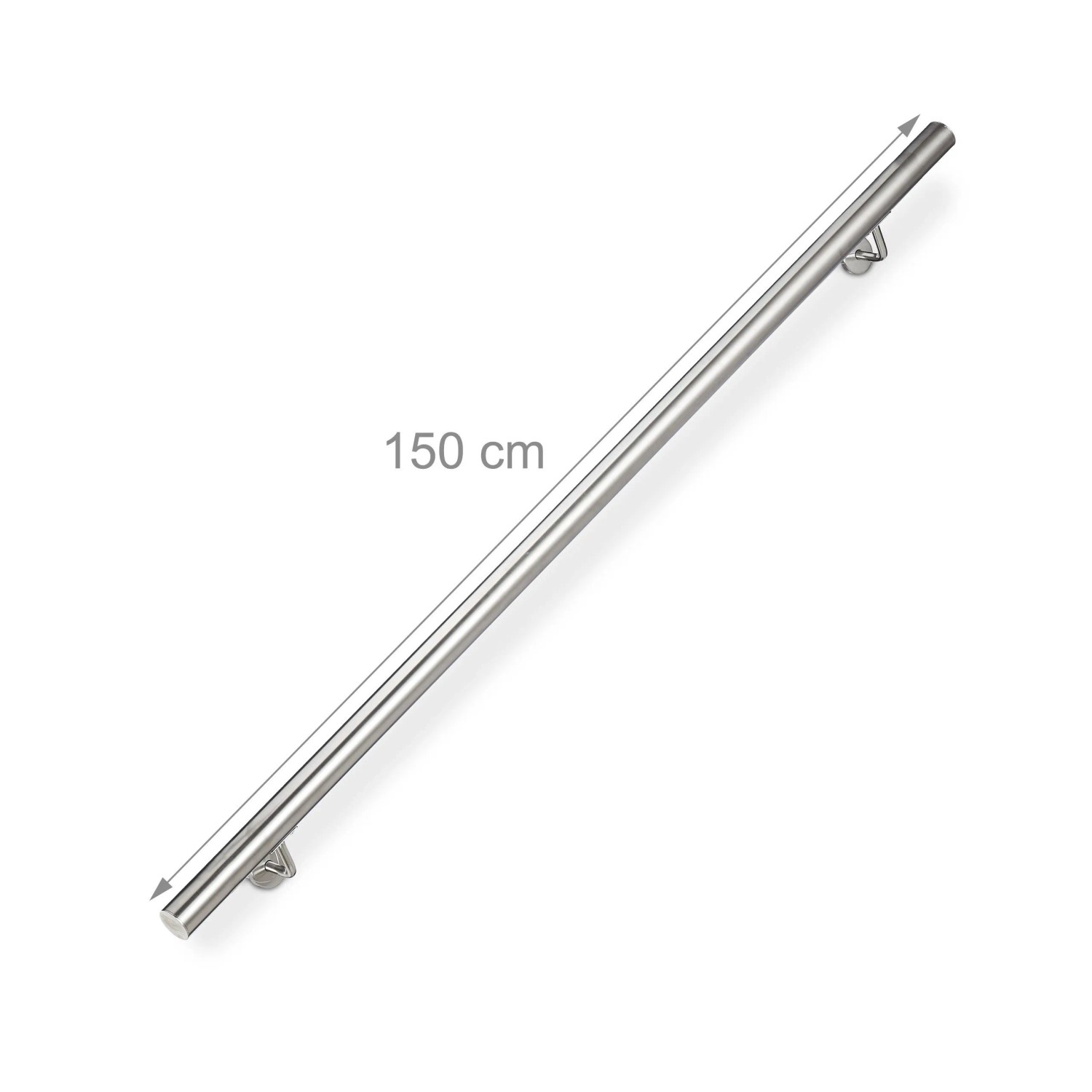 Relaxdays Handlauf Edelstahl Silber Mit Wandhalterung 150 cm_4