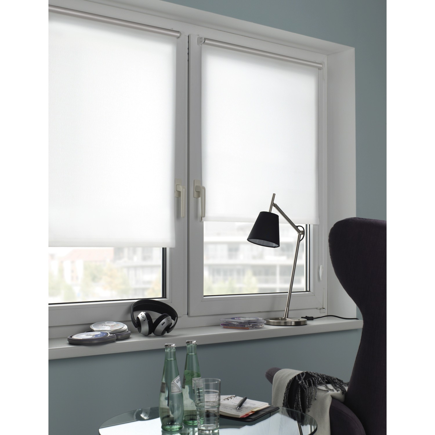 Gardinia EasyFix Thermo Rollo, 90x210 cm, weiß, am Fenster für Verdunkelung und Hitzeschutz.