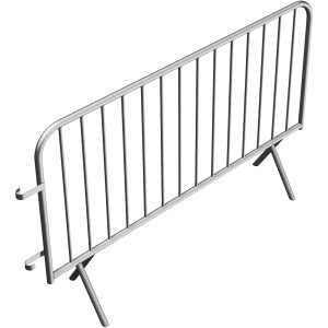 Silbernes Schake Absperrgitter Typ B, 2 m lang, mit 14 Stäben. Ideal für Bau und Veranstaltungen.