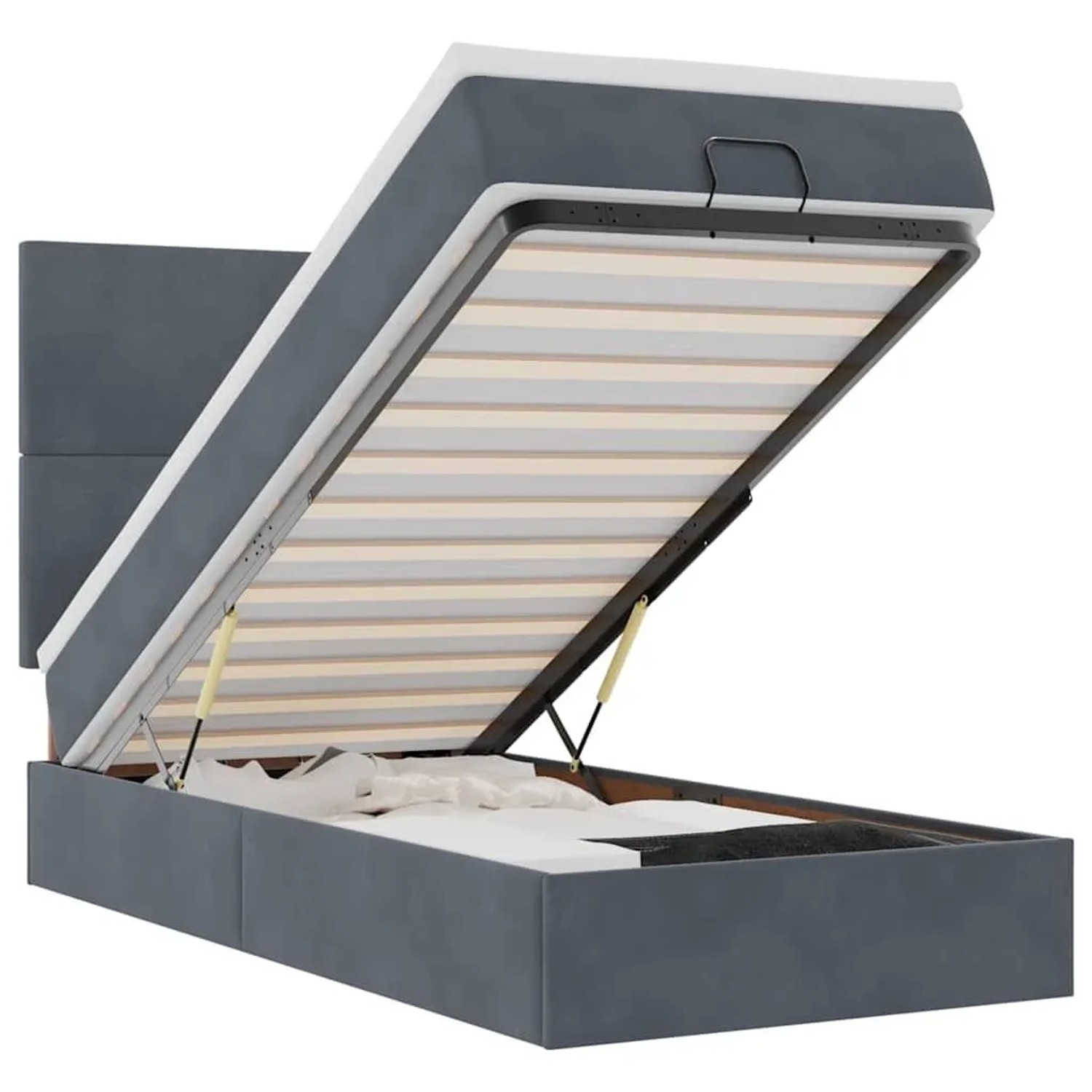 Thumbnail - vidaXL Ottoman-Bett mit Matratzen und LEDs Dunkelgrau 80x200 cm Samt 3314211