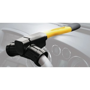 Basi Lenkradkralle KFZ 103: Gelbe Diebstahlsicherung am Lenkrad eines Autos.