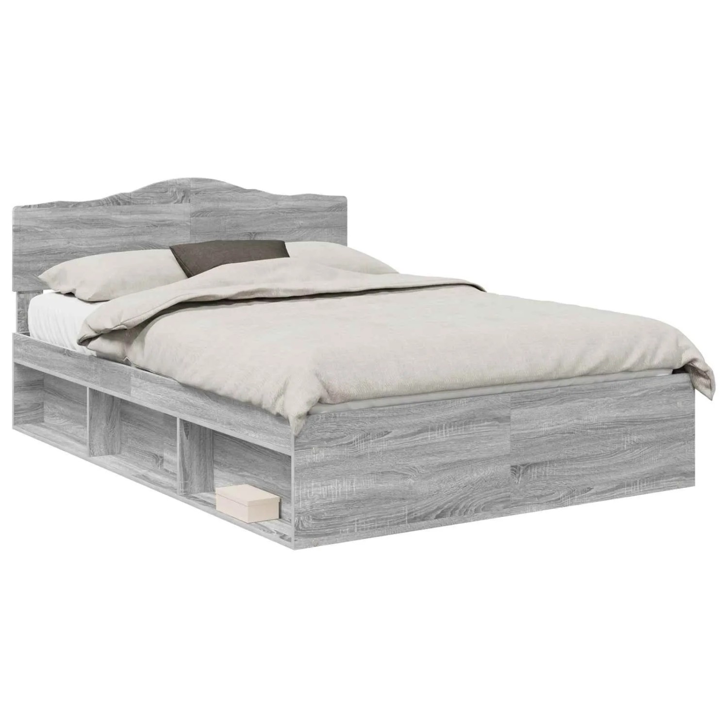 vidaXL Bettrahmen Grau Sonoma 160 x 200 cm Massives Kiefernholz 3412876