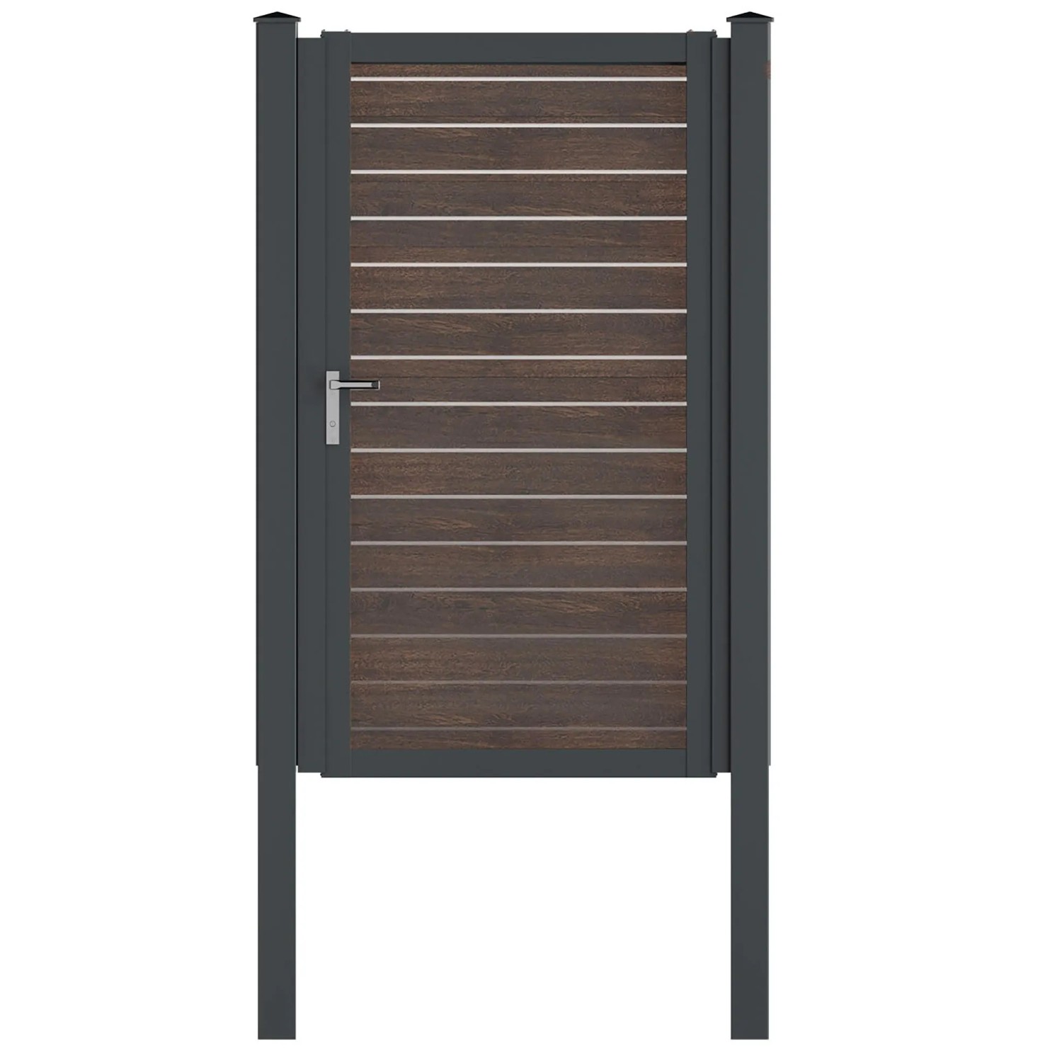 Vidual Gartentor Swing-pure Drückergarnitur 1,8 m x 1 m Dark Oak DIN R