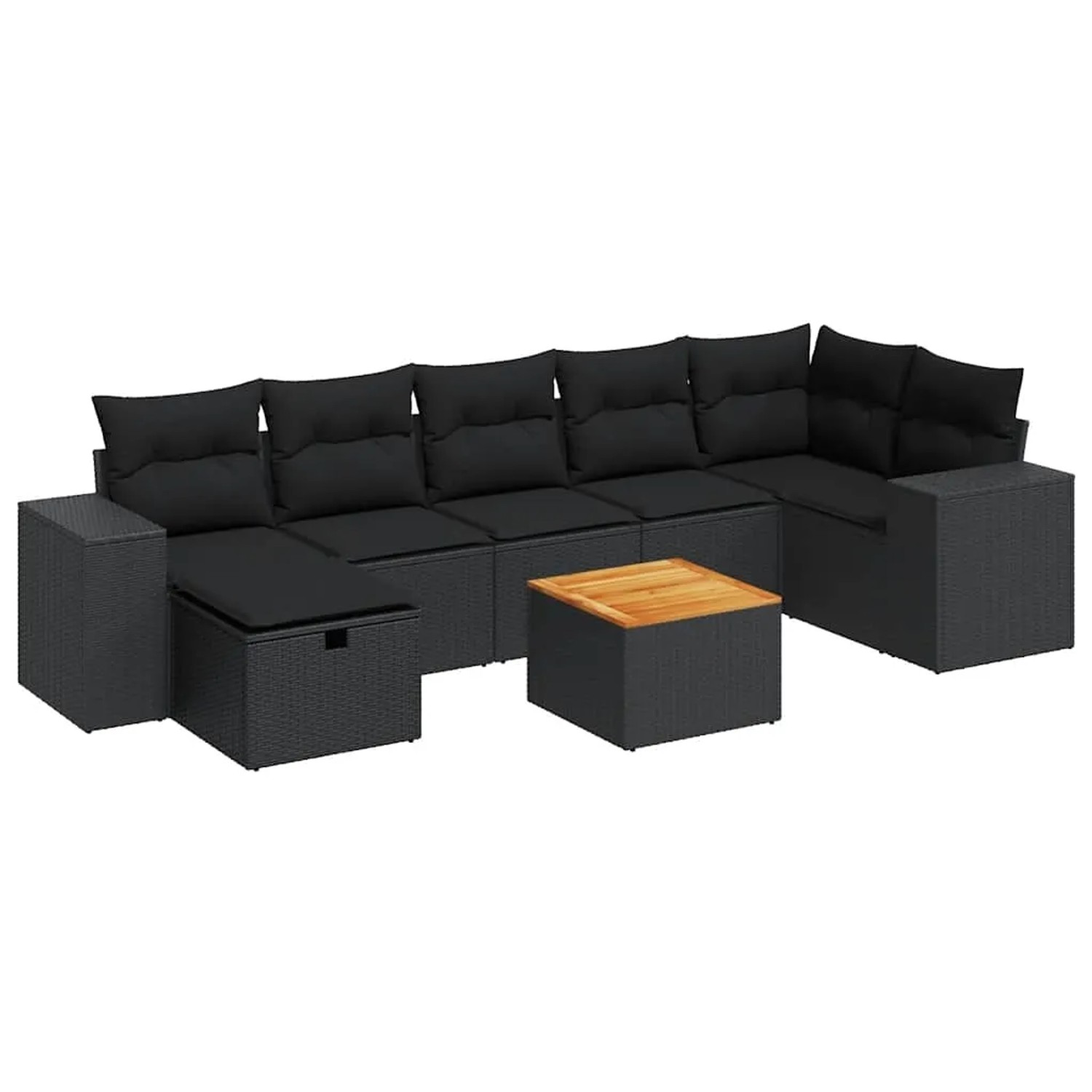 vidaXL 8-Tlg Garten-Sofagarnitur mit Kissen Schwarz Poly Rattan 3325877