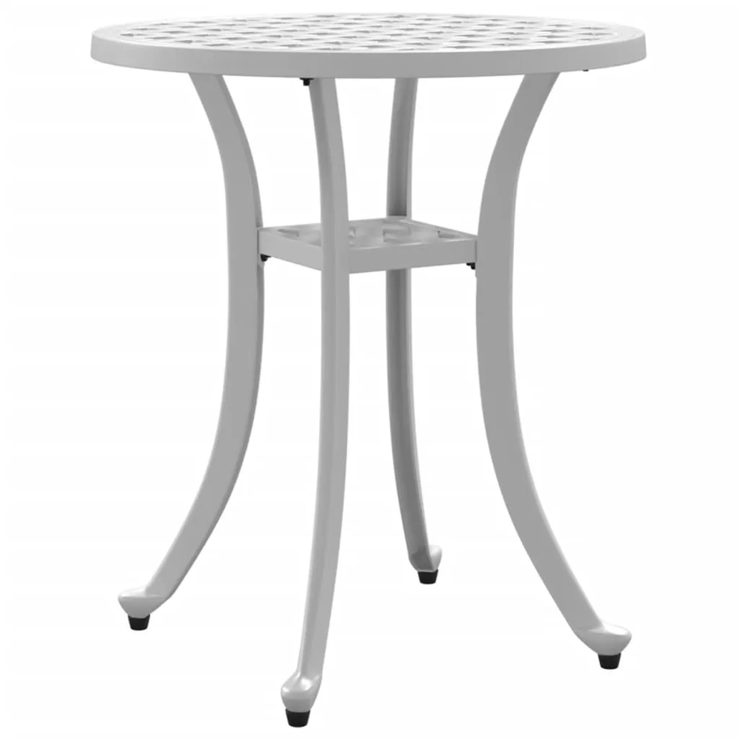 Weißer vidaXL Gartentisch aus Aluminiumguss, Ø48x53 cm. Eleganter Tisch für Garten und Balkon.