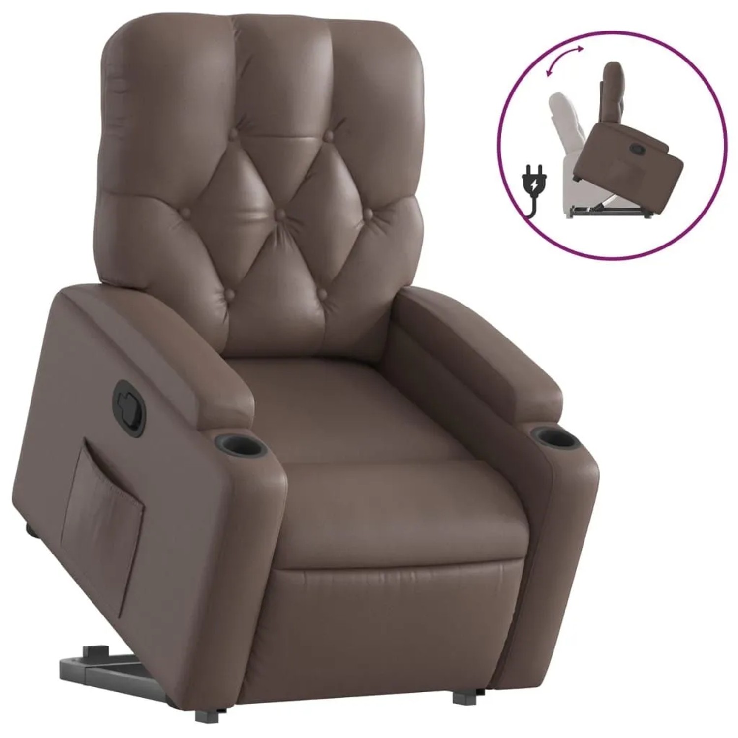 vidaXL Relaxsessel mit Aufstehhilfe Braun Kunstleder 3204774 günstig online kaufen